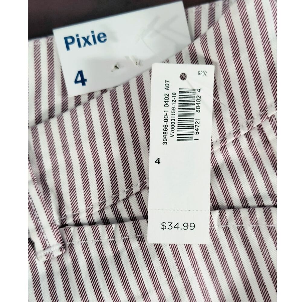 Old Navy Pixie Ankle Pants Wmn's Sz 4 White Mauve Stripe HIgh Waist Stretch NWT - Picture 5 of 15